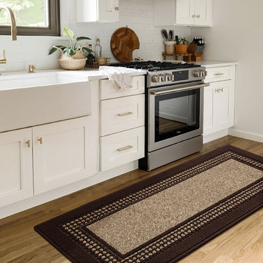 2 Piece Kitchen Rug Set Non Slip Absorbent Washable Stain Resistant Floor Mats Runner Carpet for Kitchen Hallway Entryway Laundry Room